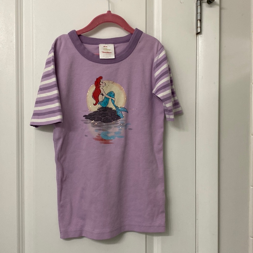 Hanna Andersson Disney Little Mermaid Ariel PJ Top Girls 150 US 12 Sleep Shirt
